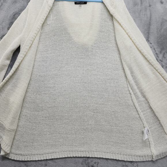 Cable & Gauge Cardigan Womens M Cream Hooded Open Front Long Sleeve Knit Pockets - Picture 3 of 9